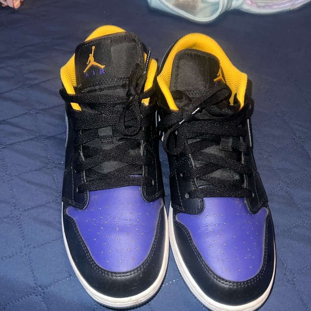 Jordan 1s 
Black yellow purple
